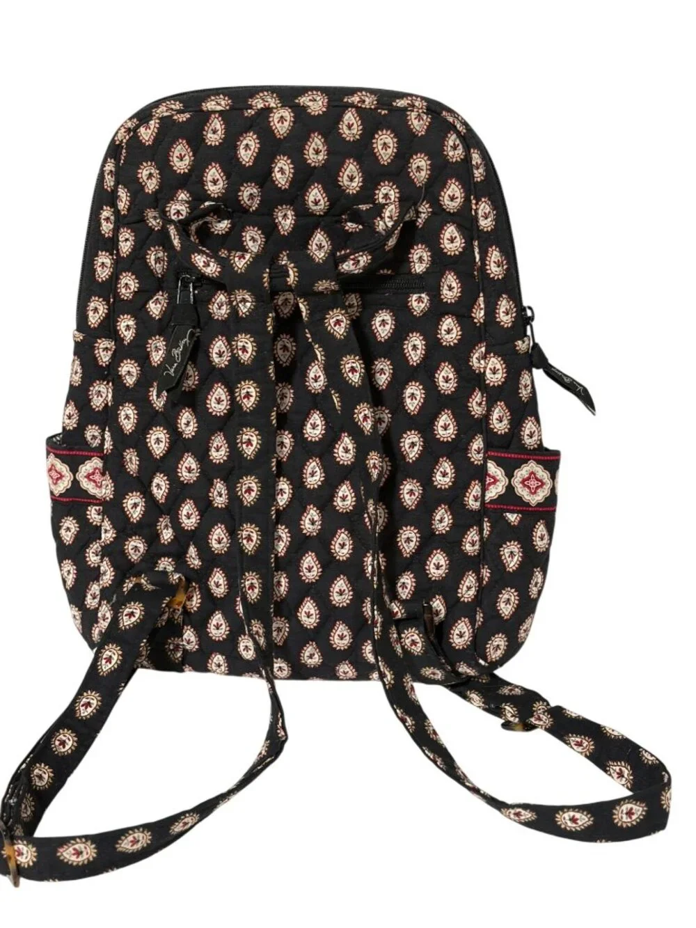 Vera Bradley Backpack Black Red Classic Black Paisley 9x14x3.5 Quilted